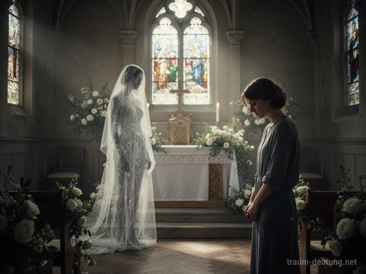 Traum von einer Hochzeit mit einem verstorbenen Menschen im Halbdunkel
