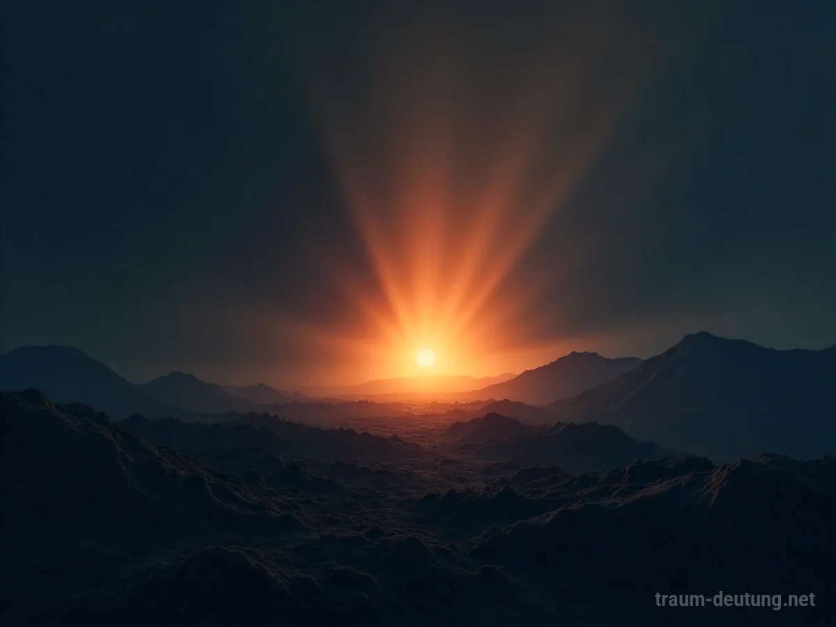 Helles Licht breitet sich in dunkler Landschaft aus