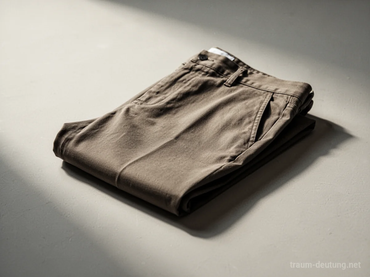 Eine einzelne Hose liegt auf hellem Untergrund.