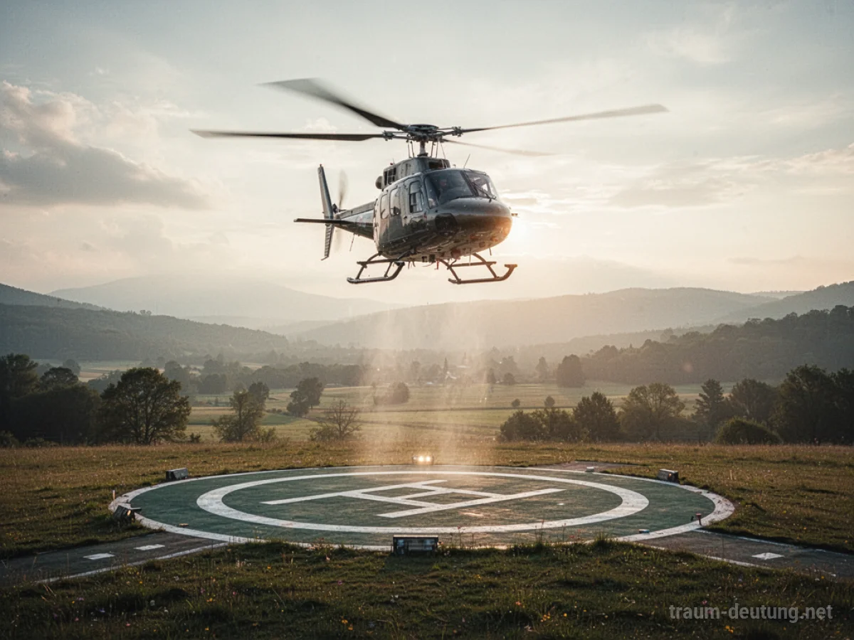 Hubschrauber landet sanft auf einer Landefläche.