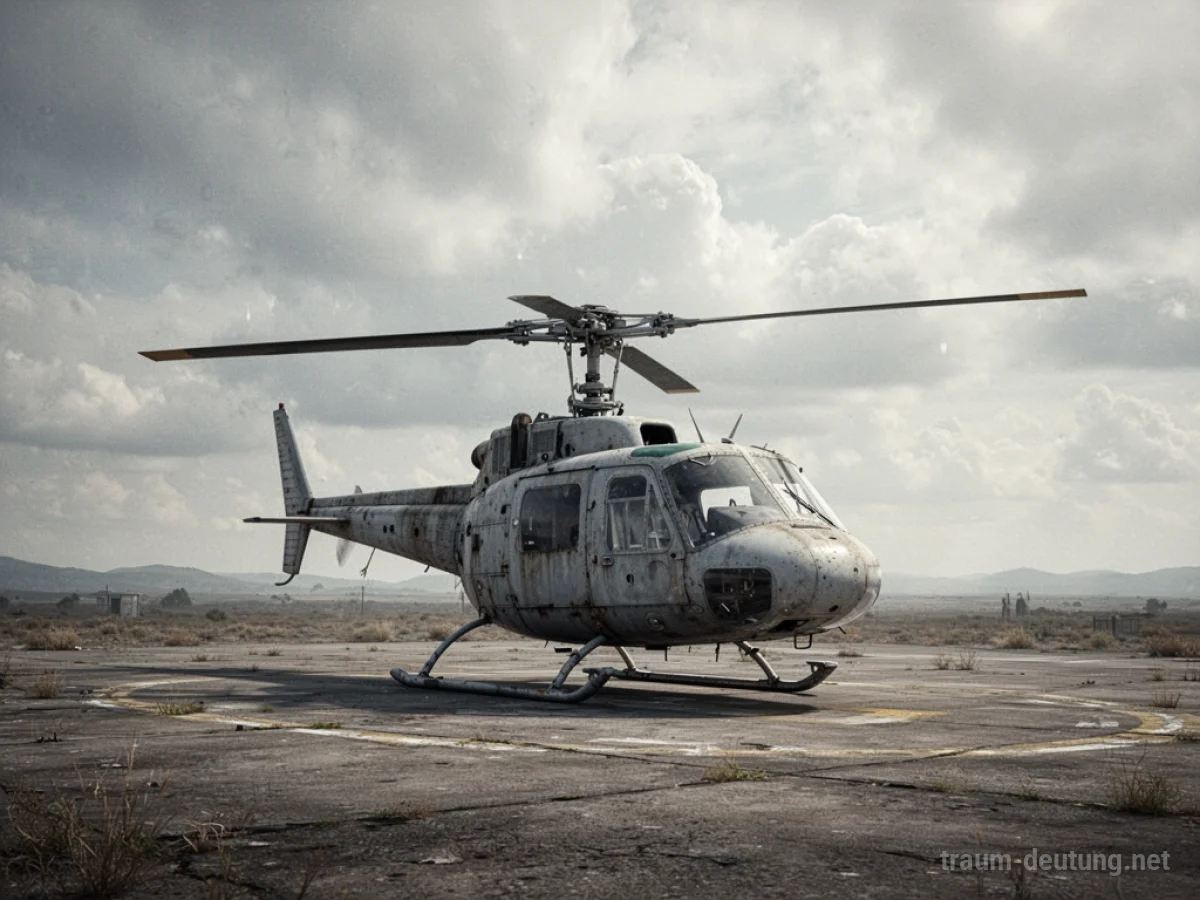 Hubschrauber ohne Rotor auf einem Flugfeld