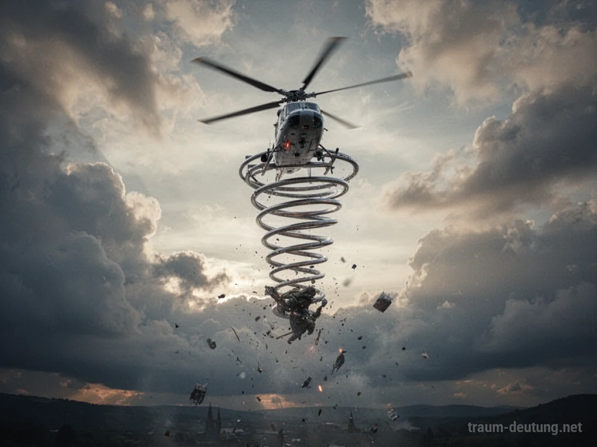 Ein Hubschrauber fällt im Traum vom Himmel