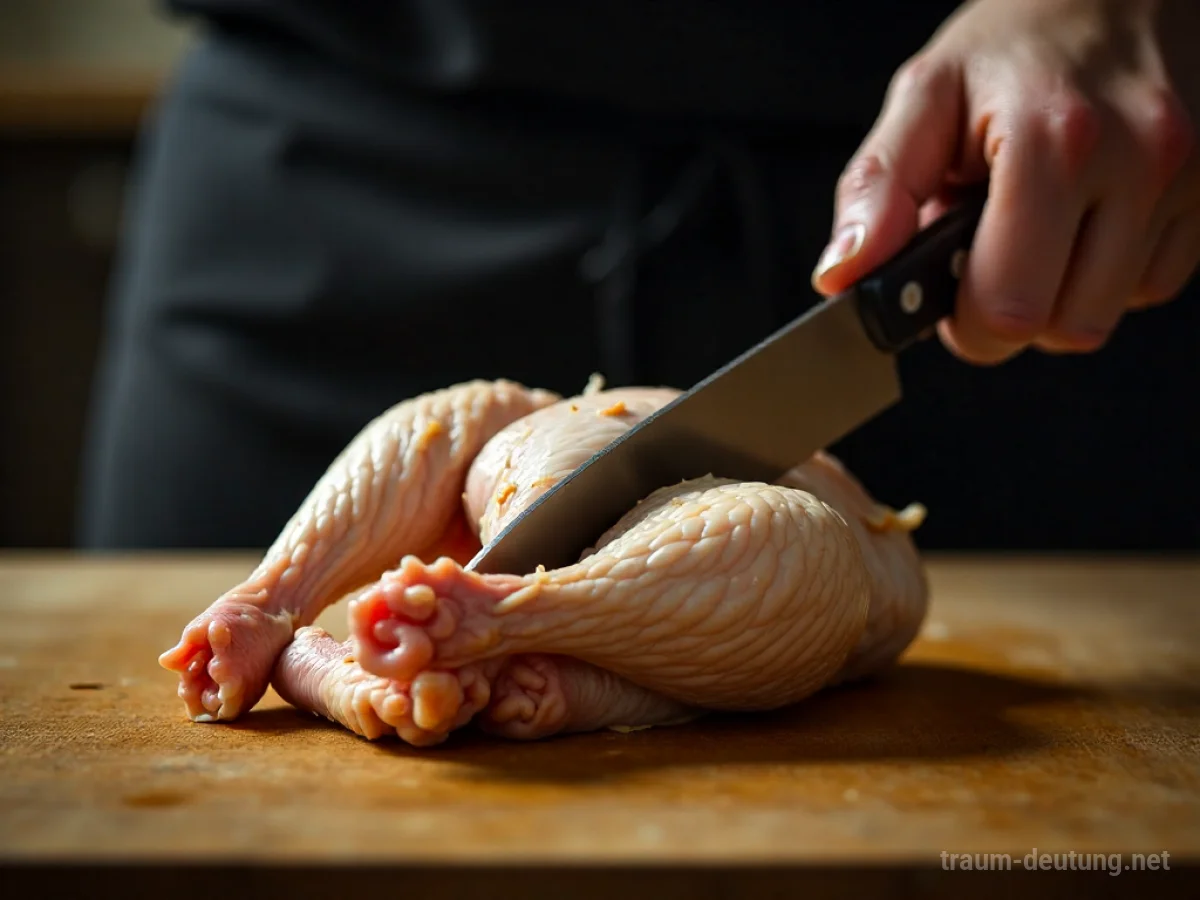 Ein Huhn wird im Traum geschlachtet, was symbolisch für das Beenden von Abhängigkeiten steht.