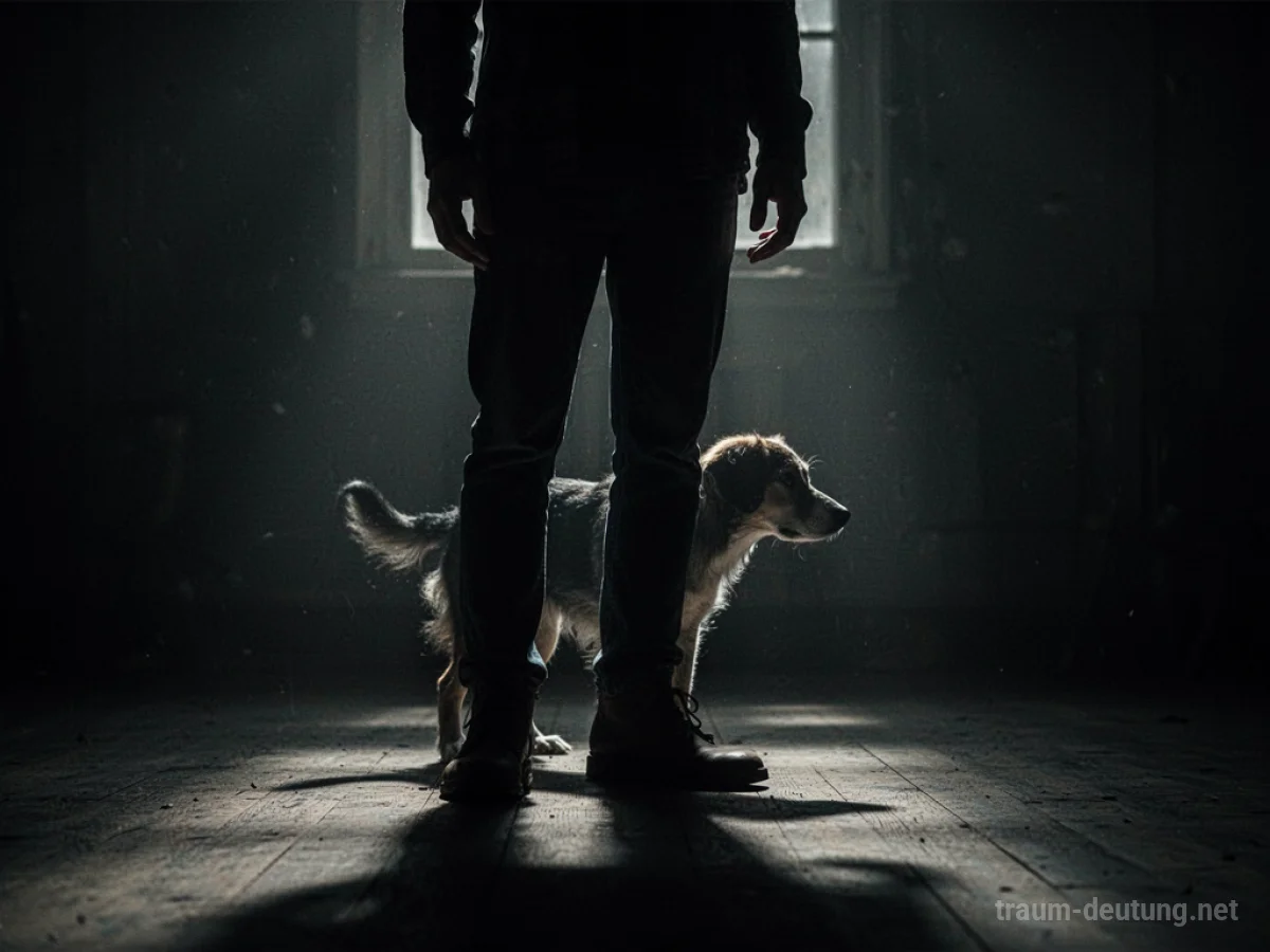 Silhouetten einer Person mit einem Hundebiss im Bein