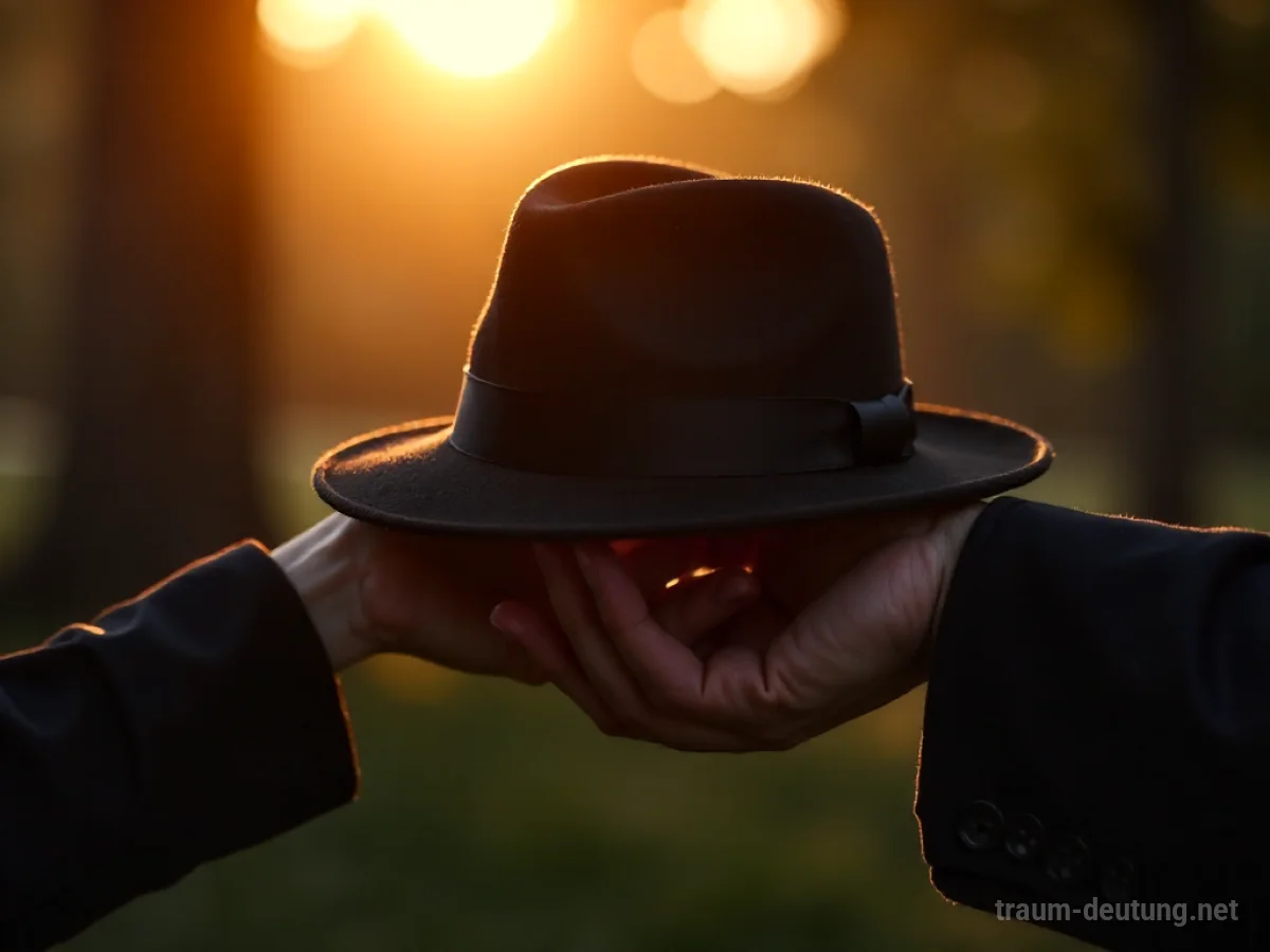 Eine Hand reicht einen Hut als Geschenk