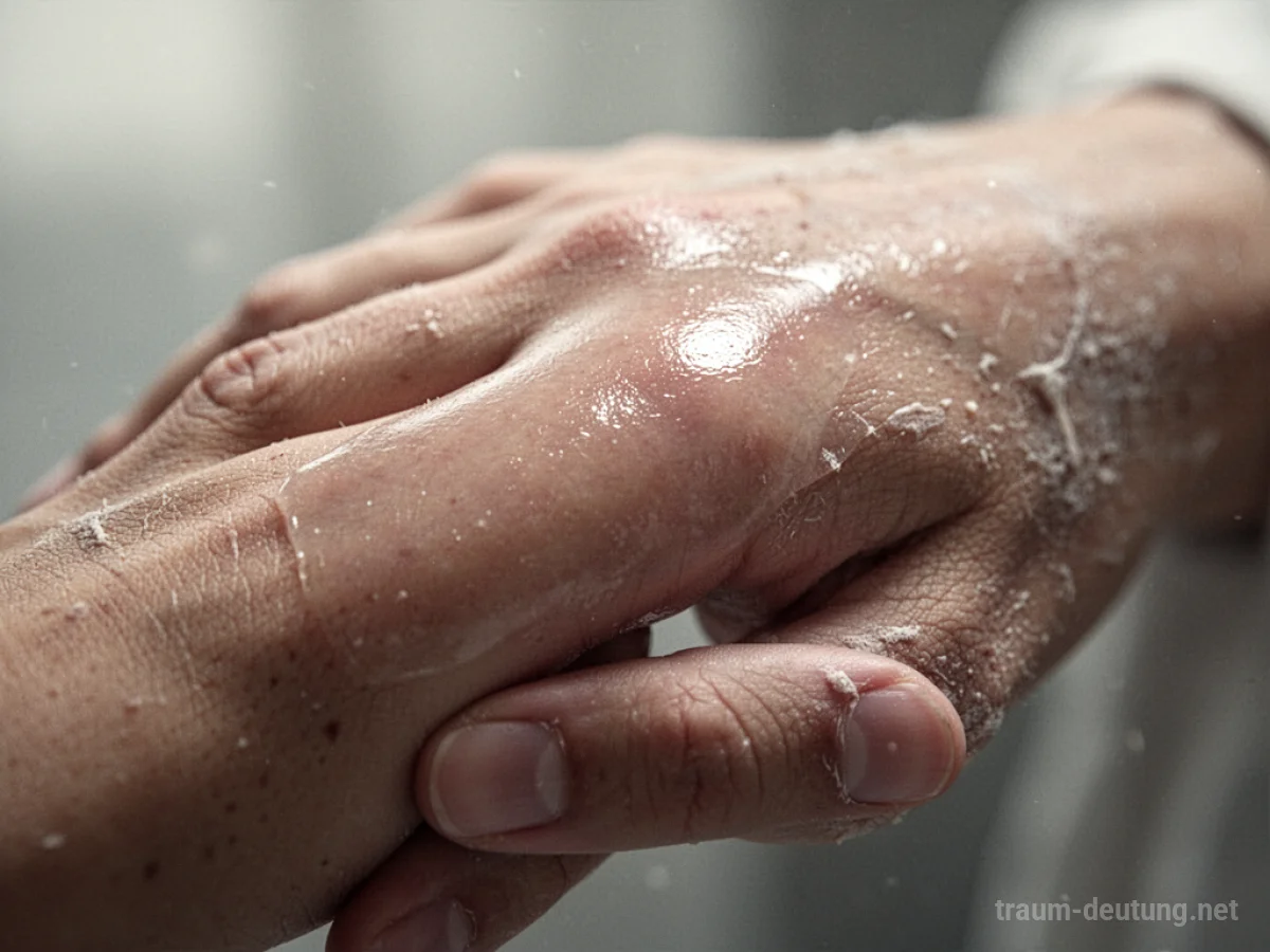 Menschliche Hand, aus der zarte neue Haut hervorbricht