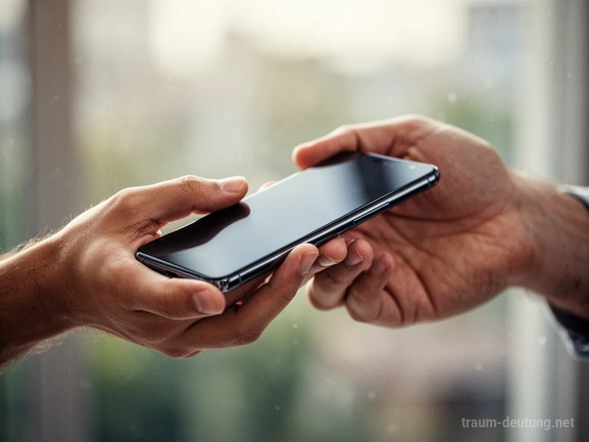 Hand erhält ein neues Smartphone als Geschenk