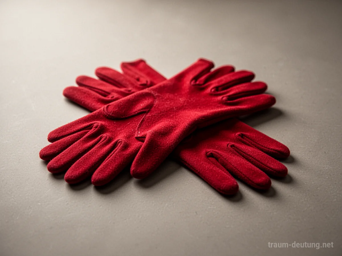 Rote Handschuhe liegen auf einem neutralen Untergrund.