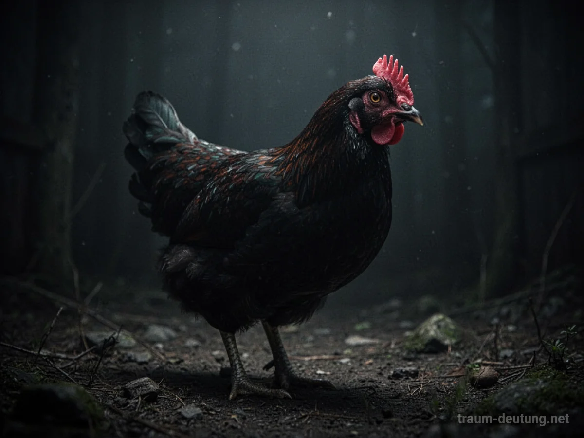 Schwarzes Huhn steht im Schatten