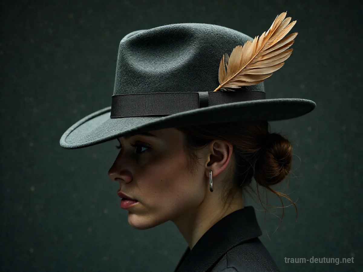 Ein Hut verwandelt sich in einen Vogel, Federn erscheinen am Rand.