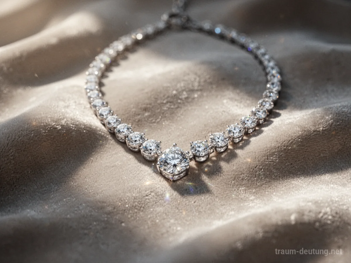 Eine glitzernde Diamantkette auf einem weichen Stoff