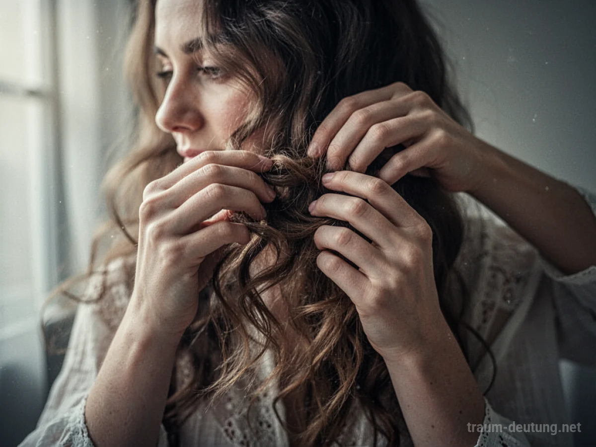 Hände locken feine Haarsträhnen.