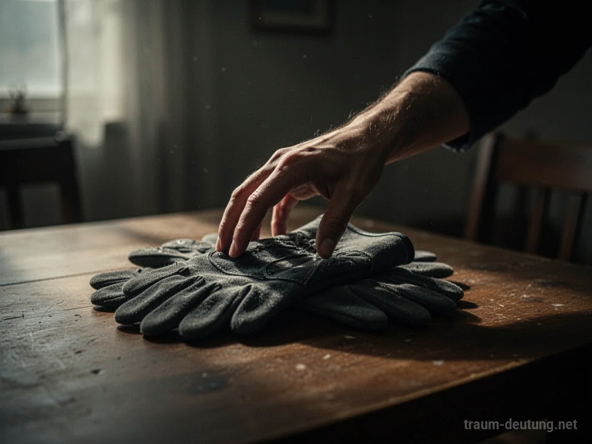 Hand stiehlt Handschuhe im Zwielicht