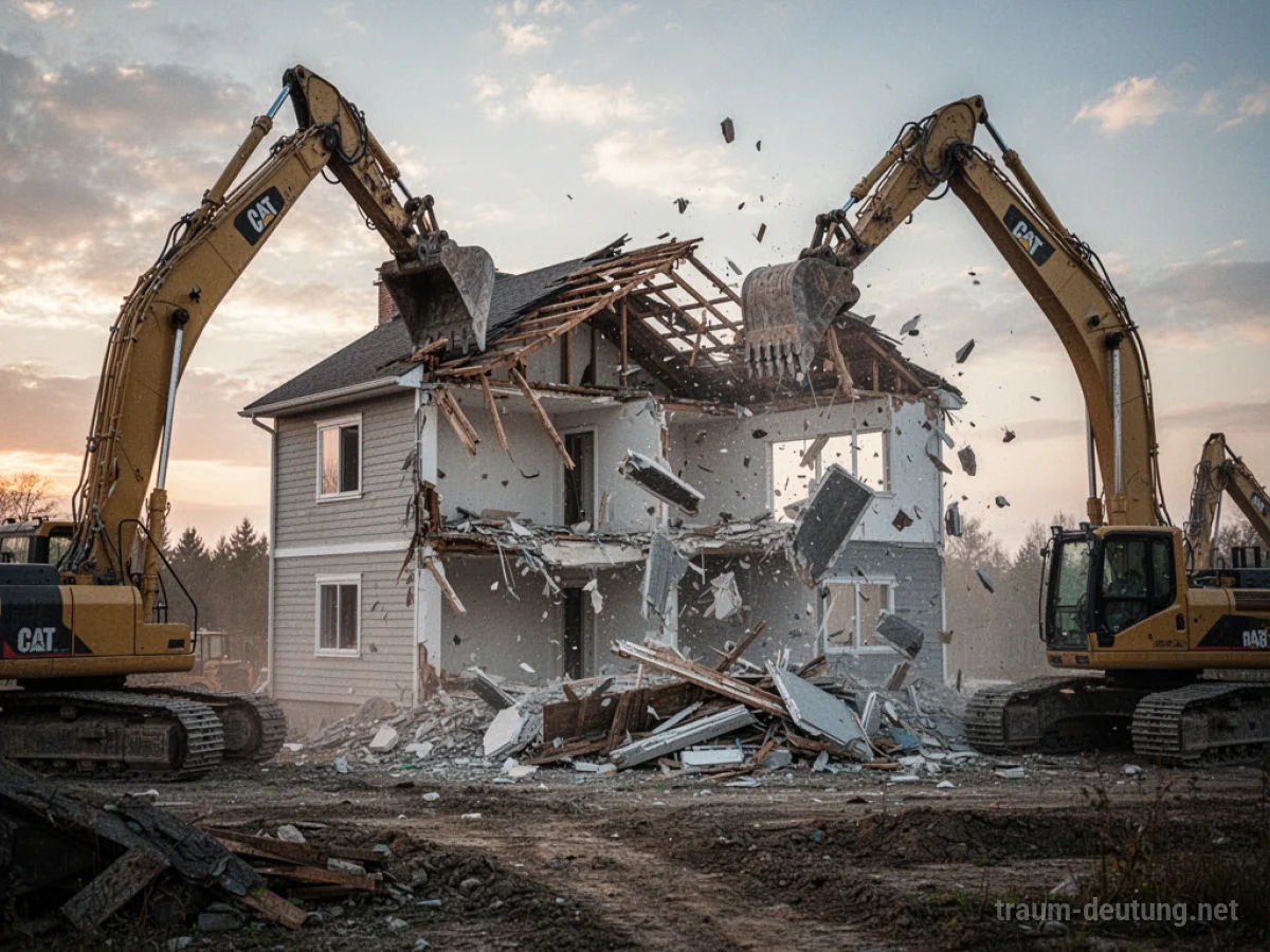 Ein Haus wird im Traum abgerissen, Teile stürzen ein.