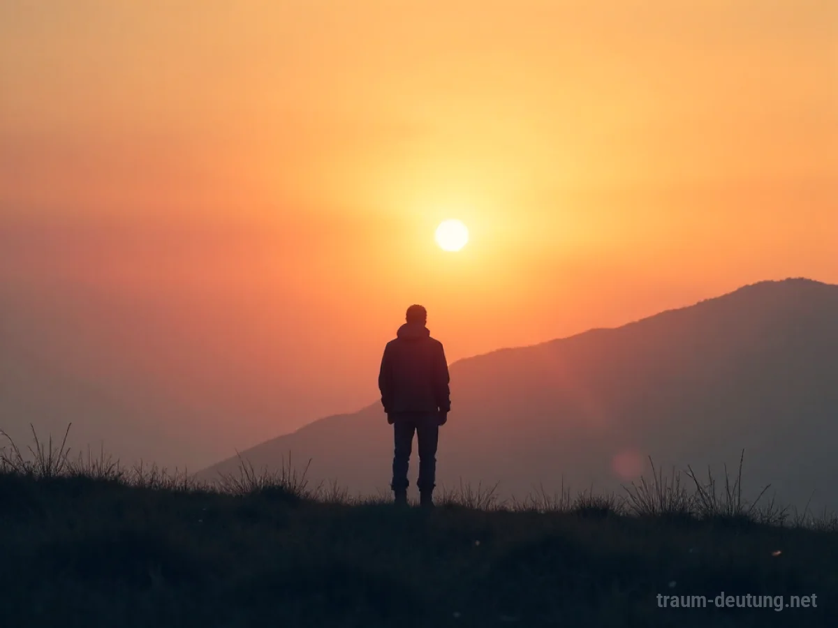 Silhouette einer Person wartet geduldig auf einen hellen Horizont.