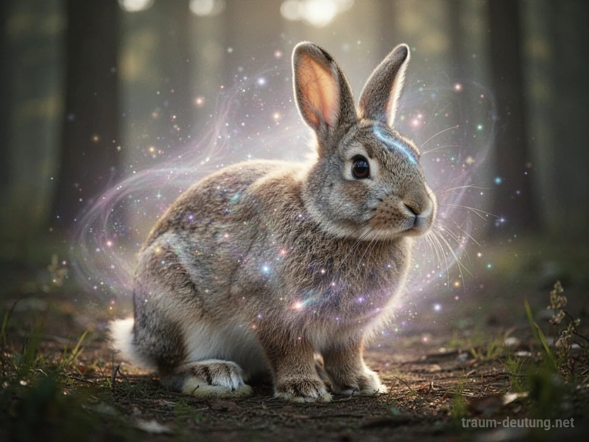 Ein Hase verwandelt sich in einem mystischen Licht.