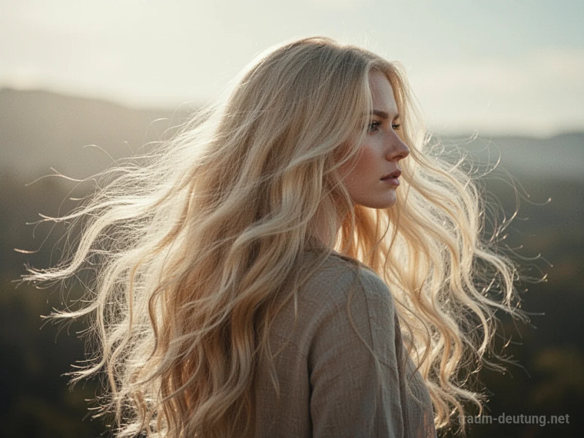Fließendes blondes Haar im Sonnenlicht