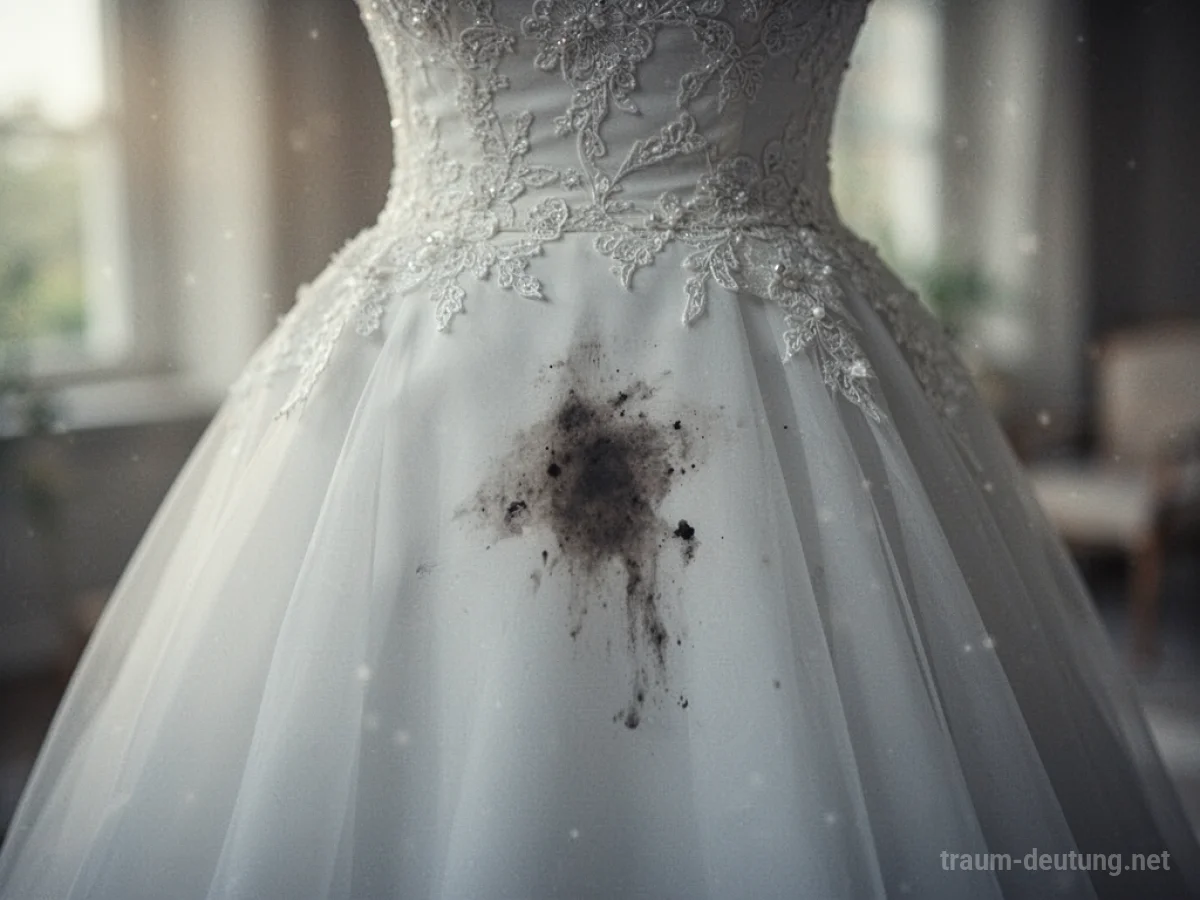 Nahaufnahme eines schmutzigen Hochzeitskleides