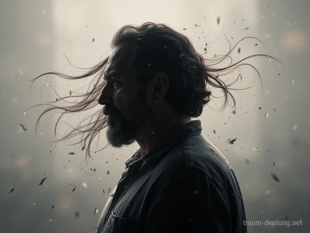 Silhouette eines Vaters, dem Haare ausfallen, vor hellem Hintergrund
