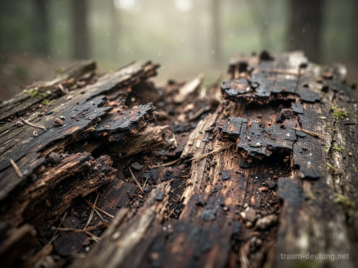 Verfaultes Holz mit deutlichen Zerfallserscheinungen