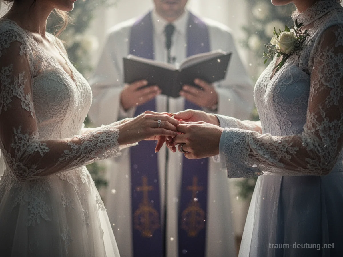 Symbolische Darstellung einer Hochzeit, bei der ein Paar heiratet.