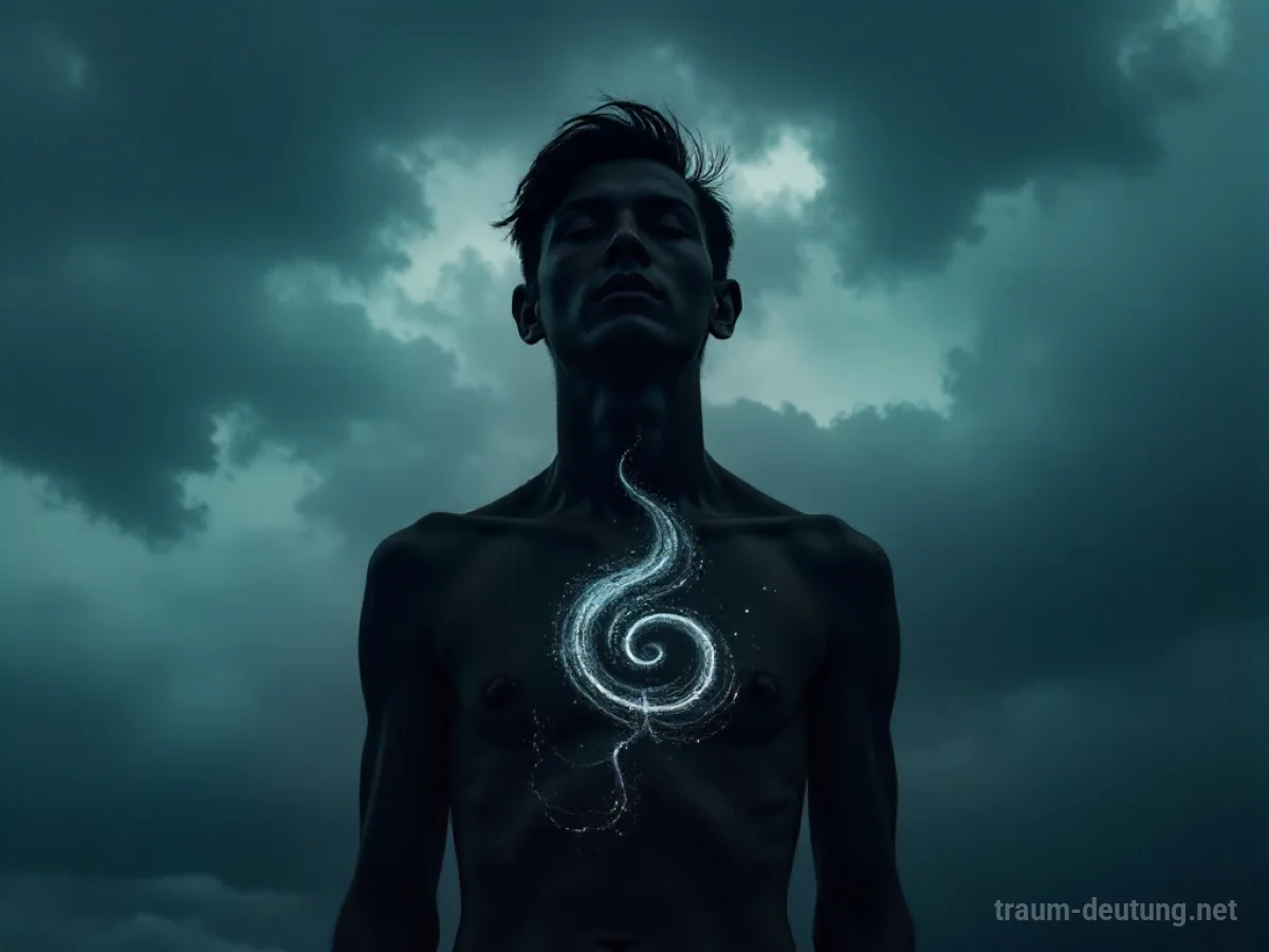 Silhouette einer Person mit dunkler Energie, die Hass im Traum symbolisiert.