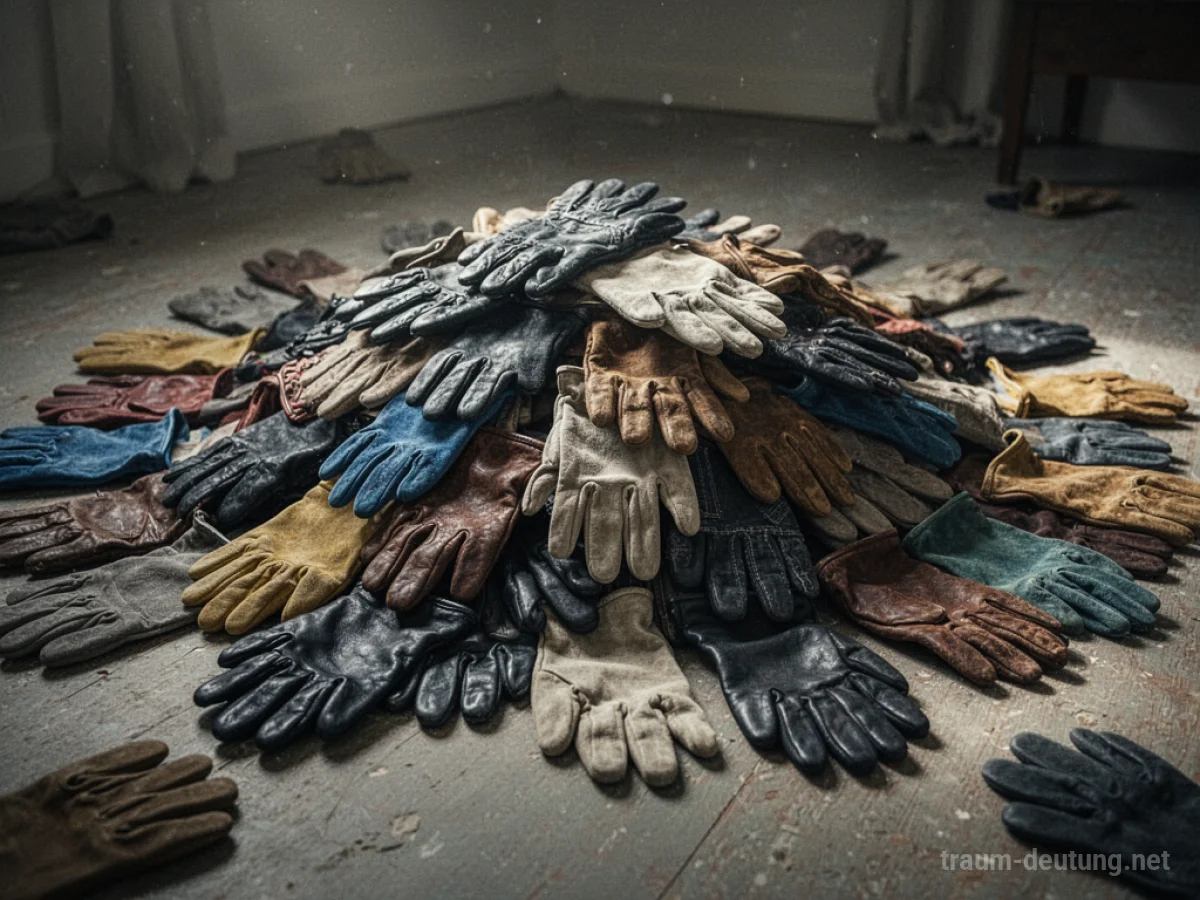 Ein Haufen verschiedener Handschuhe liegt auf dem Boden.