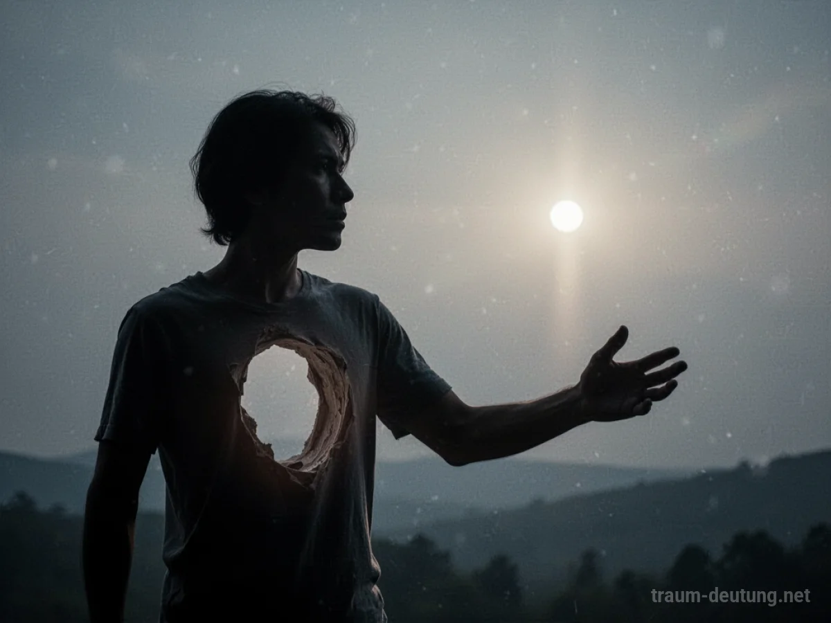 Silhouette eines Menschen, der nach einem fernen Licht greift, symbolisiert Hunger im Traum.