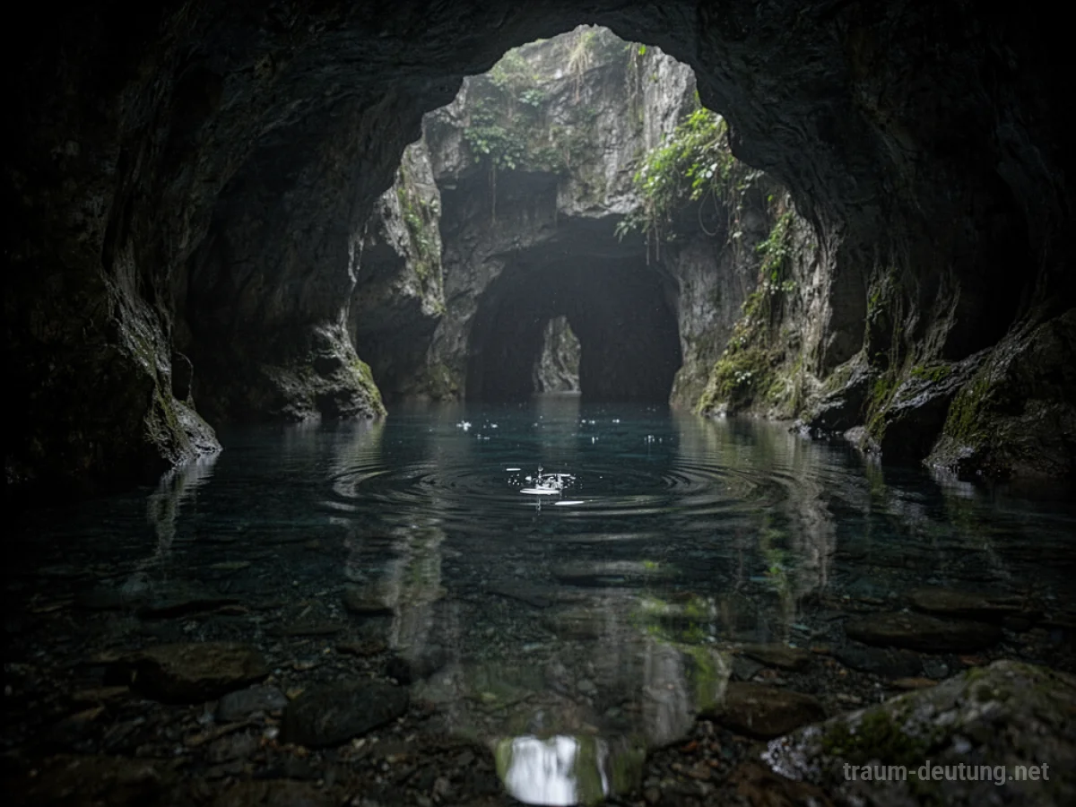 Klares Wasser in einer dunklen Höhle