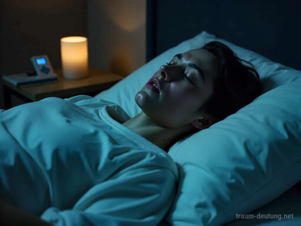 Eine Person liegt krank im Bett, blass und erschöpft.