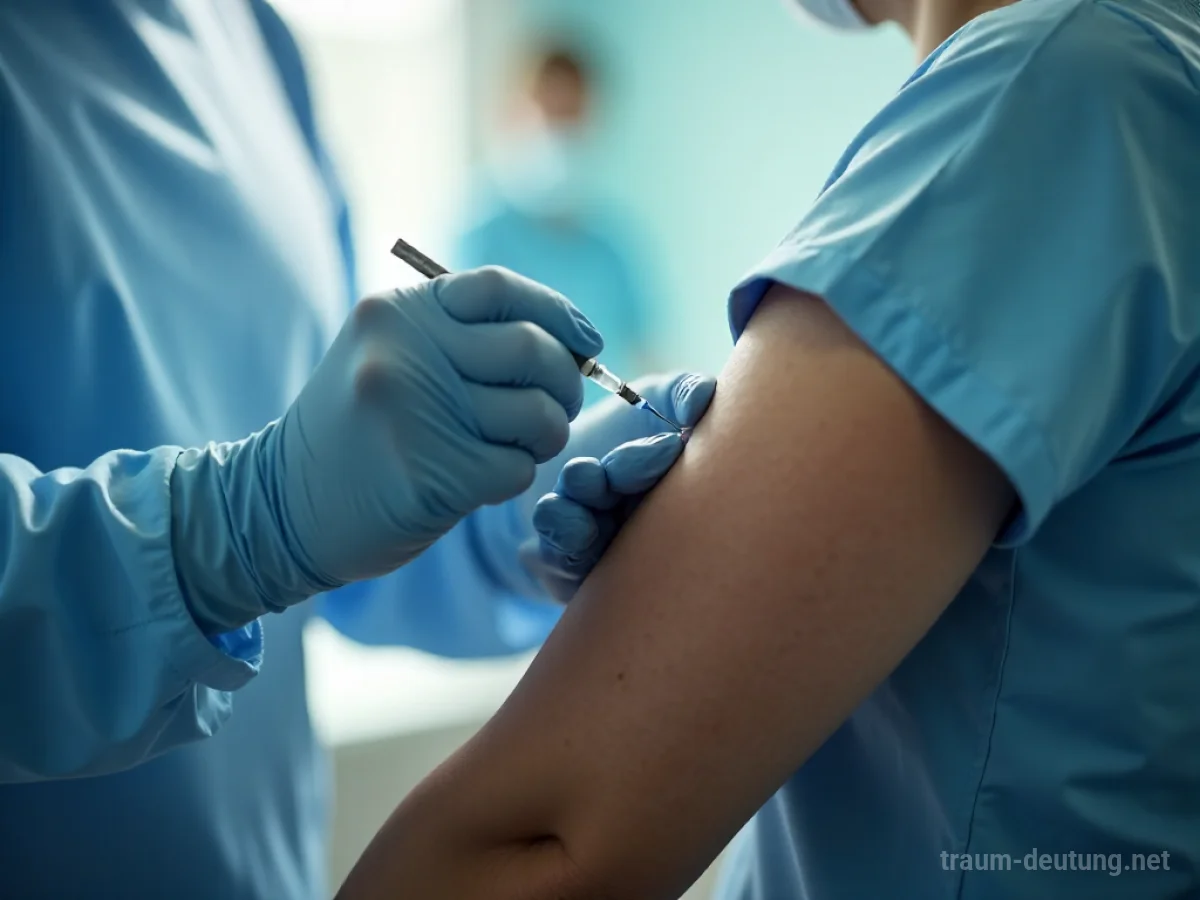 Person erhält eine Impfung am Arm von einem Arzt.