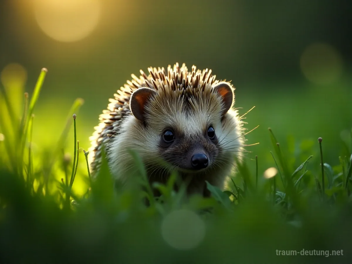 Ein Igel lugt vorsichtig hinter einem Busch hervor.