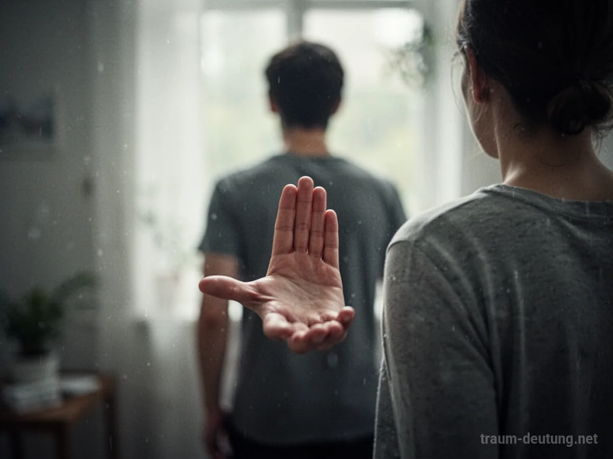 Person verweigert eine Impfung mit erhobener Hand.