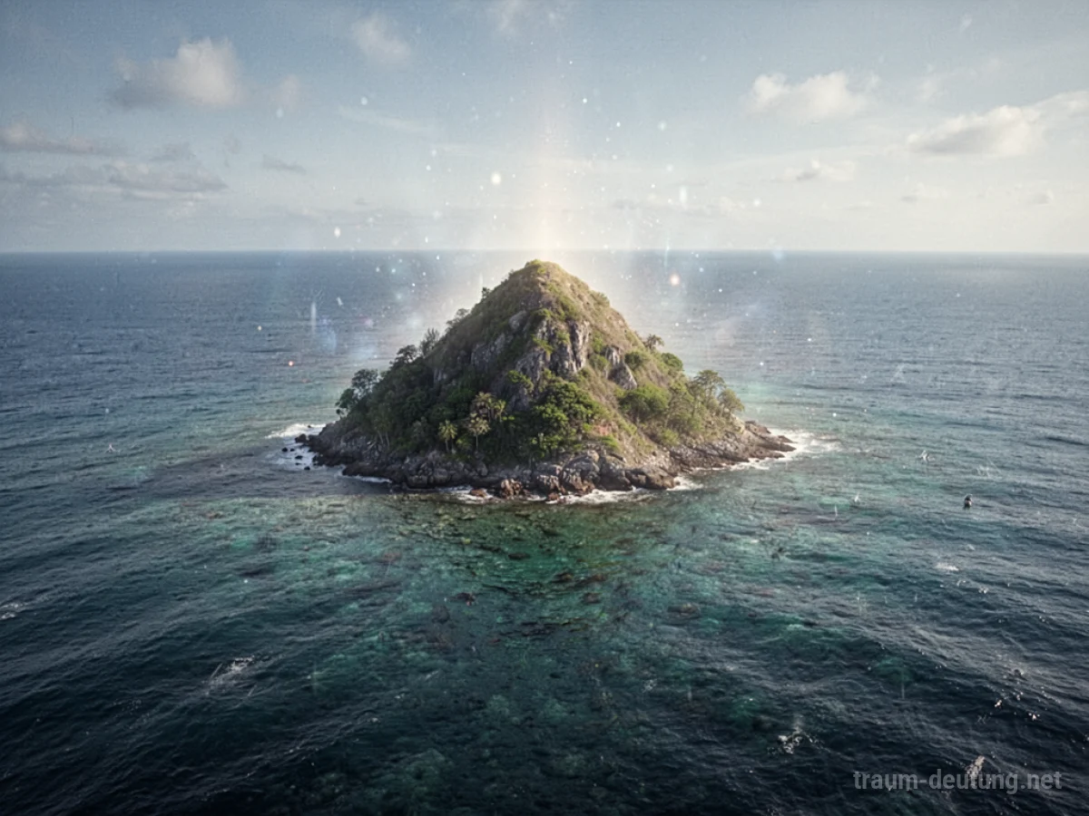 Eine einsame Insel erscheint plötzlich auf ruhigem Meer