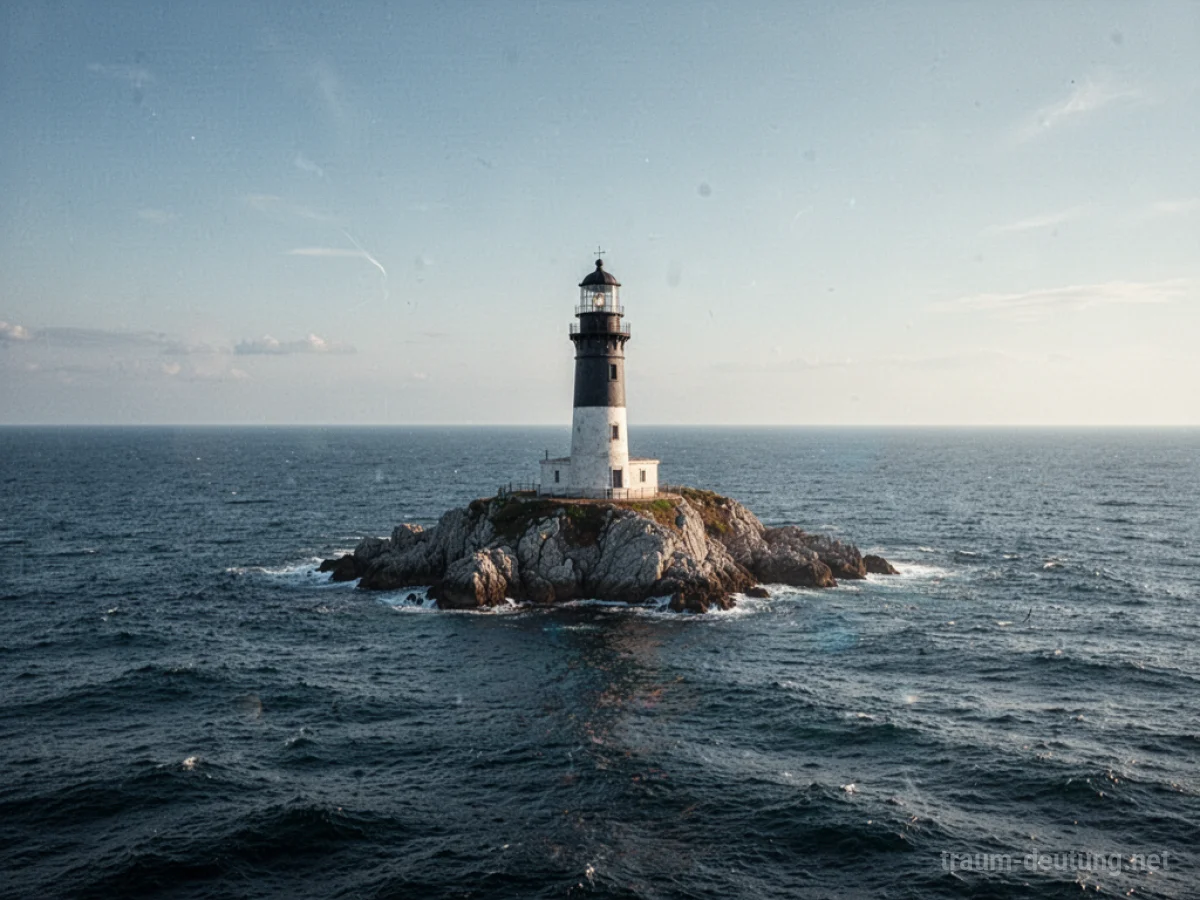 Ein Leuchtturm auf einer einsamen Insel im Meer