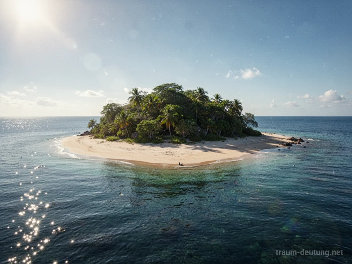 Eine einsame Insel mit einem Sandstrand im Meer.