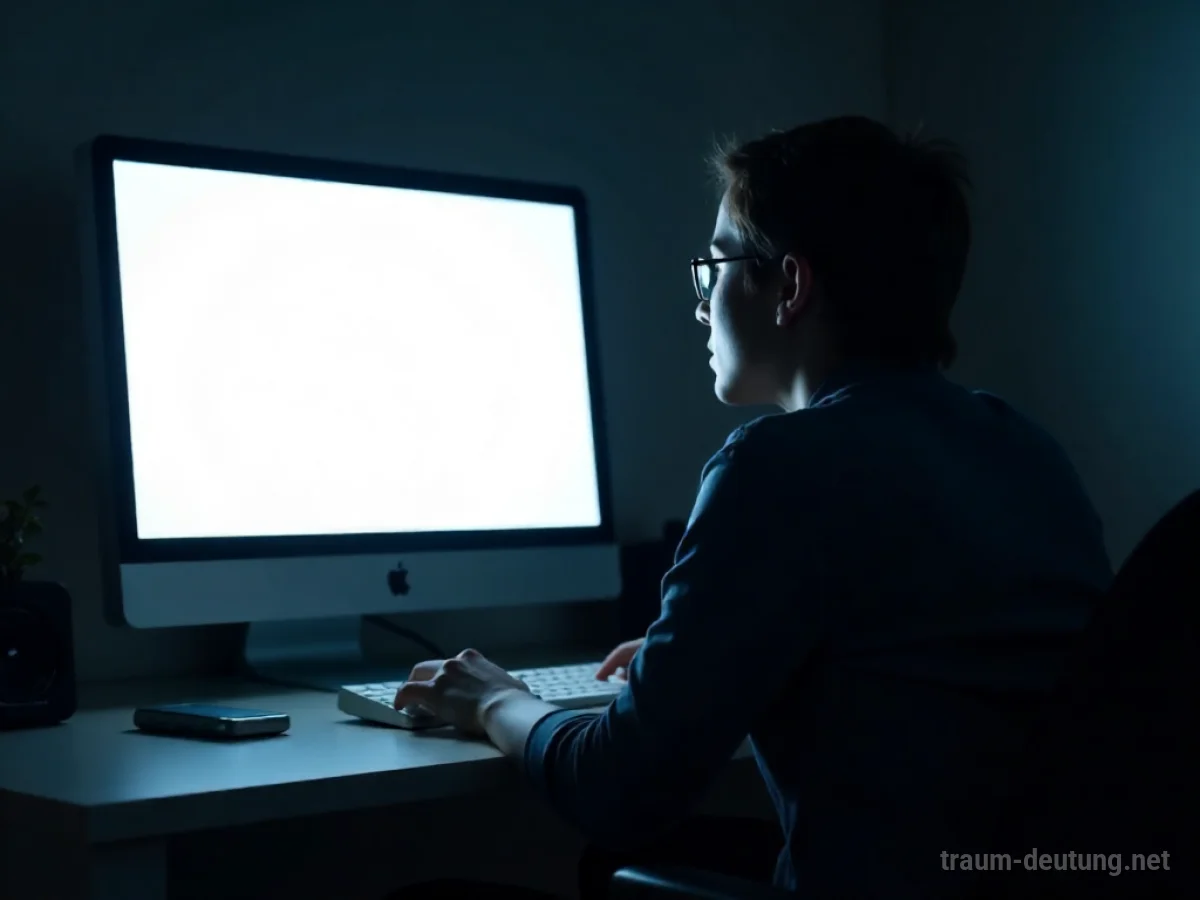 Person schaut frustriert auf einen schwarzen Computerbildschirm, das Internet ist kaputt.