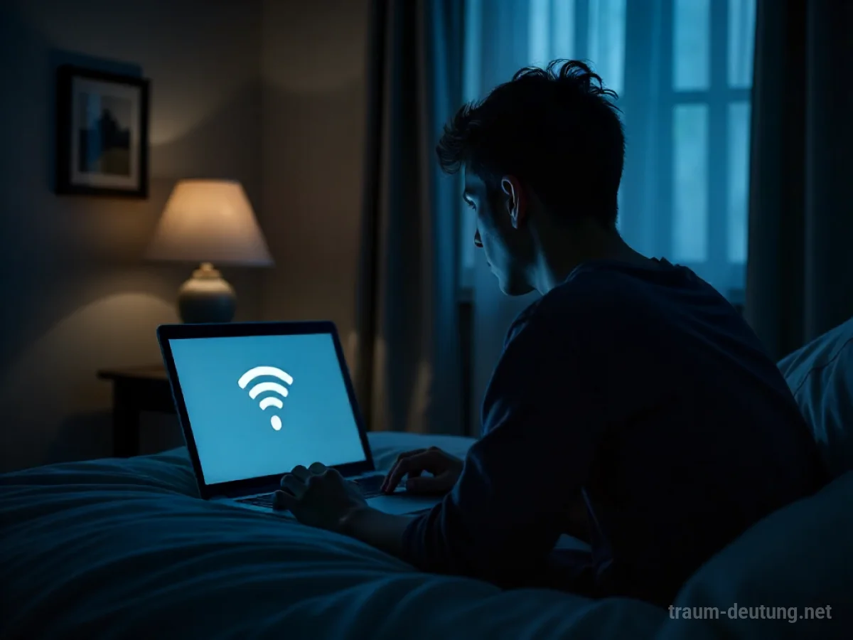 Person versucht im Traum, ohne Erfolg eine Internetverbindung herzustellen.