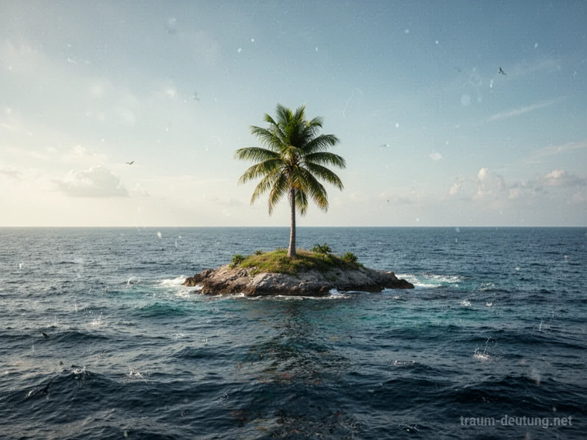 Eine einsame Insel im Meer unter klarem Himmel