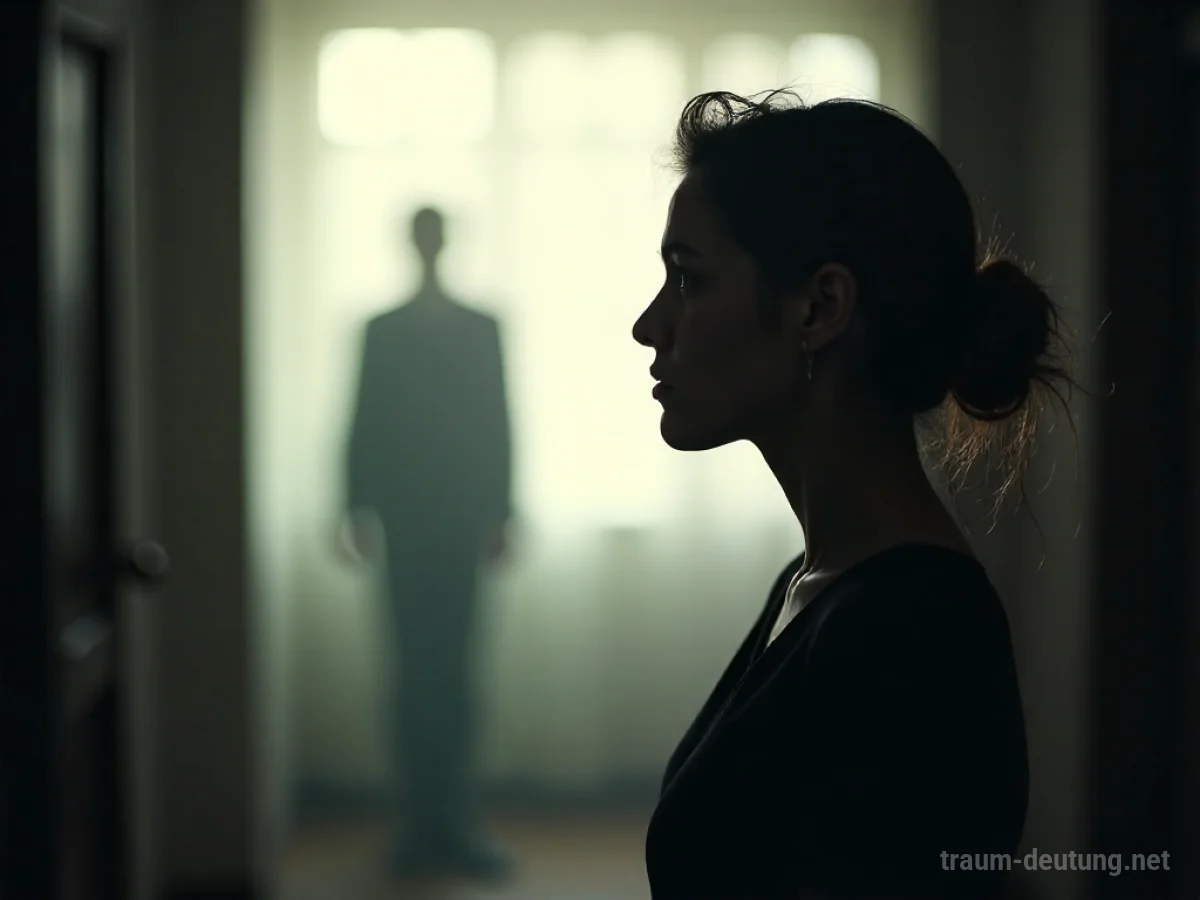 Eine verschwommene Silhouette einer Person, die verwirrt auf eine andere undeutliche Figur blickt.