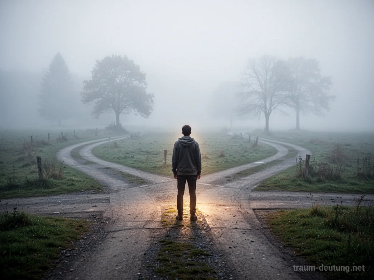 Symbolbild eines Wegweisers mit vielen Richtungen im Nebel, der den sich verändernden Arbeitsplatz im Traum darstellt.
