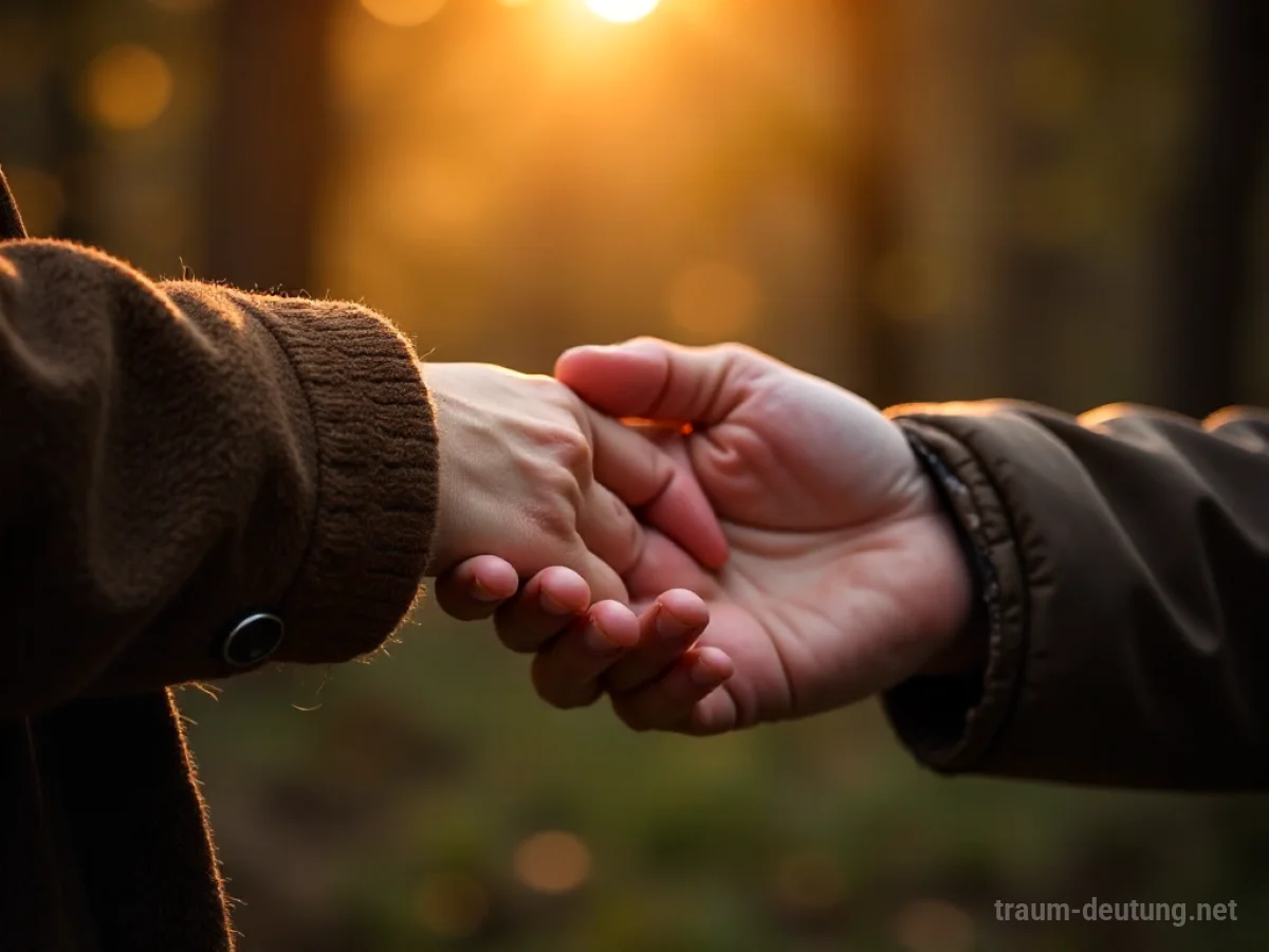 Eine Hand reicht eine Jacke als Geschenk