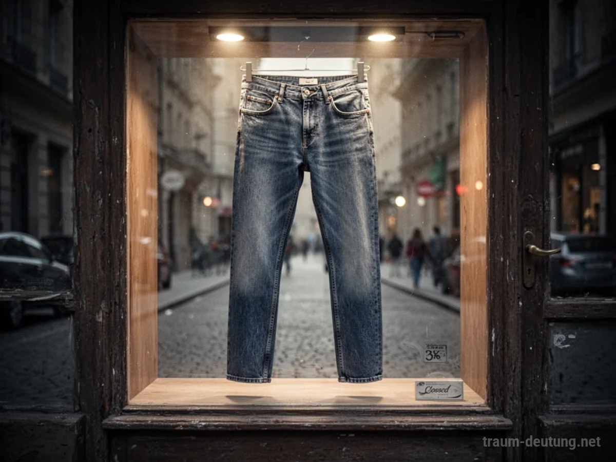Jeans in einem Schaufenster, das eine Möglichkeit symbolisiert