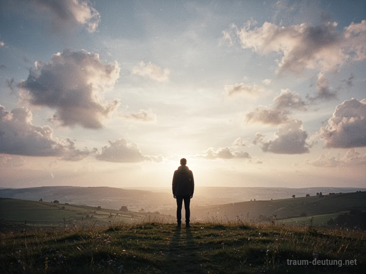 Silhouettenfigur steht im sanften Licht einer Morgensonne, symbolisiert Hoffnung.