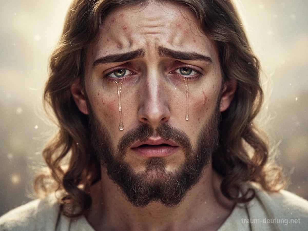 Jesusfigur mit einer Träne im Auge