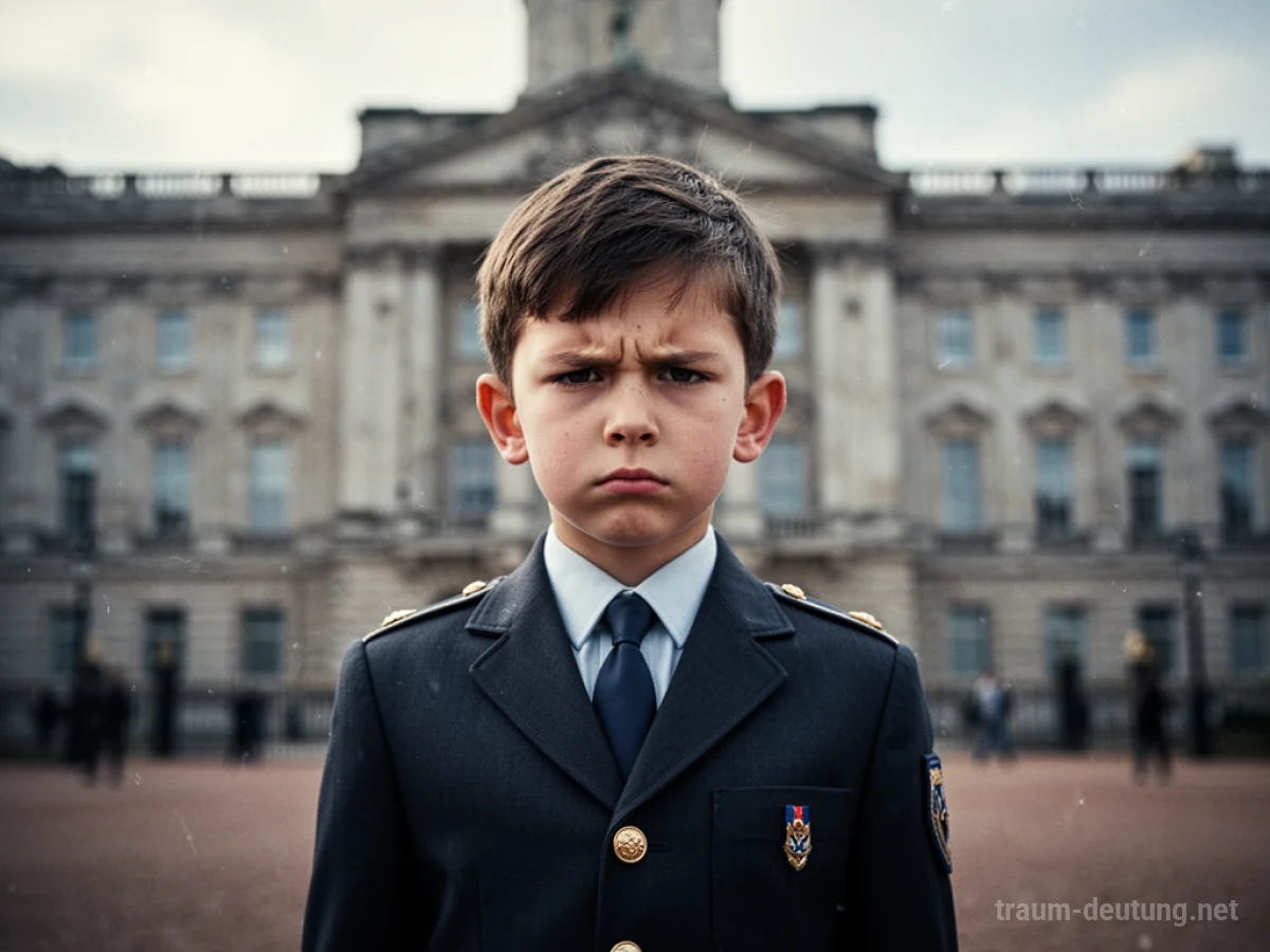 Junge in Uniform steht aufmerksam.