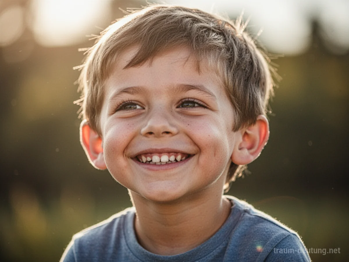 Ein lachender Junge in hellem Sonnenlicht