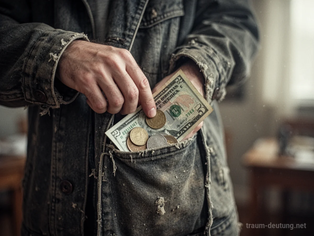 Hand findet Geld in der Jackentasche