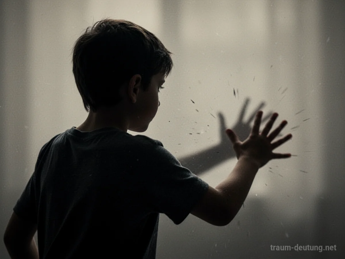 Silhouette eines Jungen, der eine nicht sichtbare Person im Traum bedrängt