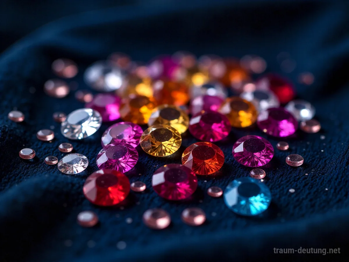 Viele glitzernde Juwelen und Edelsteine liegen verstreut.